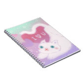 Prettig Valentijnsdag met Fluffy Witte Kat Notitieboek (Rechterzijde)