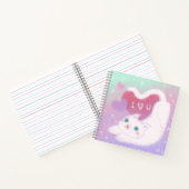 Prettig Valentijnsdag met Fluffy Witte Kat Notitieboek (Binnen)