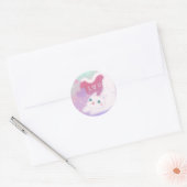 Prettig Valentijnsdag met Fluffy Witte Kat Ronde Sticker (Envelop)