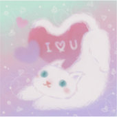 Prettig Valentijnsdag met Fluffy Witte Kat Sticker (Voorkant)