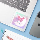 Prettig Valentijnsdag met Fluffy Witte Kat Sticker (Laptop met iPhone)