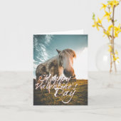 Prettig Valentijnsdag met kijkend Paard Kaart (Gele Bloem)
