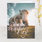 Prettig Valentijnsdag met kijkend Paard Kaart (Gele Bloem)