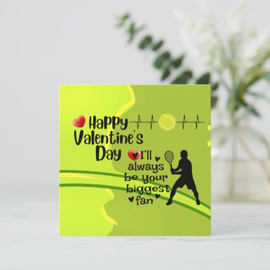 Prettig Valentijnsdag met Liefde voor tennisspeler Feestdagenkaart (Staand voorkant)