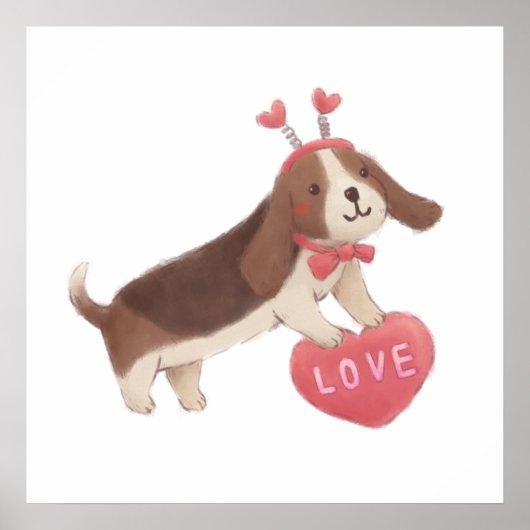 Prettig Valentijnsdag met Puppy Poster (Voorkant)
