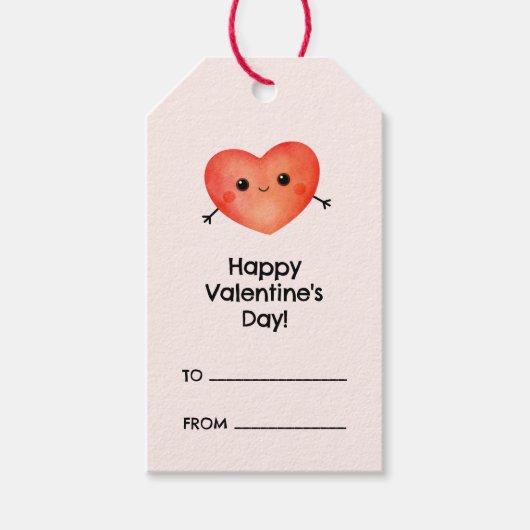 Prettig Valentijnsdag met rode hart Cadeaulabel (Voorkant)