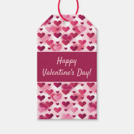 Prettig Valentijnsdag met roze hartjes Cadeaulabel
