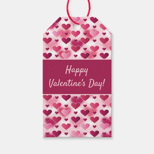 Prettig Valentijnsdag met roze hartjes Cadeaulabel (Voorkant)