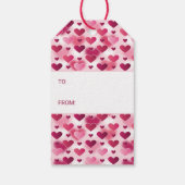 Prettig Valentijnsdag met roze hartjes Cadeaulabel (Achterkant)