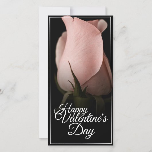Prettig Valentijnsdag met roze roos (Voorkant)