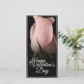 Prettig Valentijnsdag met roze roos (Staand voorkant)