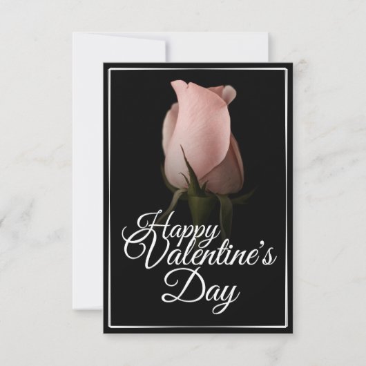 Prettig Valentijnsdag met roze roos (Voorkant)