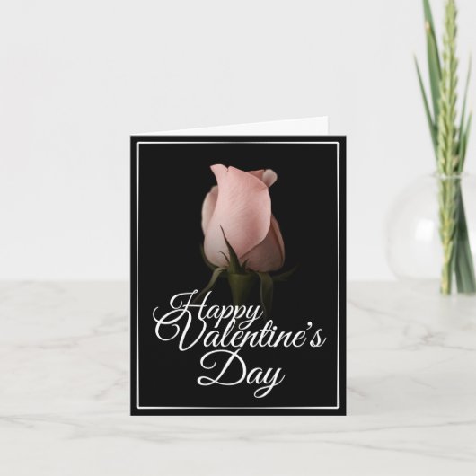 Prettig Valentijnsdag met roze roos Kaart (Voorkant)