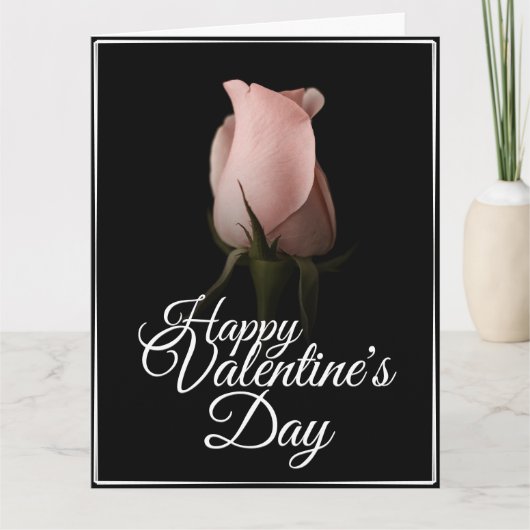 Prettig Valentijnsdag met roze roos Kaart (Voorkant)