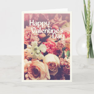 Prettig Valentijnsdag met Vintage Bloemenboeket Kaart