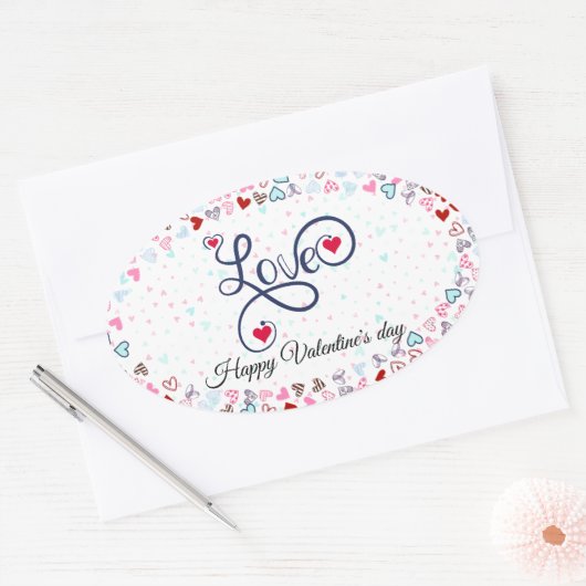 Prettig Valentijnsdag Ovale Sticker (Envelop)