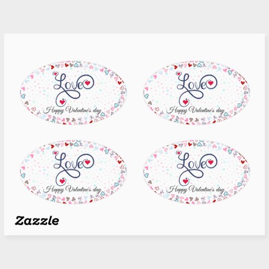 Prettig Valentijnsdag Ovale Sticker (Vel)