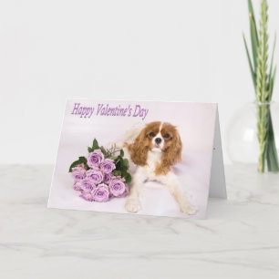 Prettig Valentijnsdag Paarse Rozen & Puppy Feestdagen Kaart