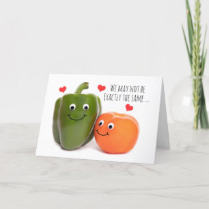 Prettig Valentijnsdag Pepers en Tomaten Koppel Feestdagen Kaart