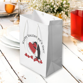 Prettig Valentijnsdag! Pinguïn en Rode Hart Medium Cadeauzakje