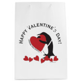 Prettig Valentijnsdag! Pinguïn en Rode Hart Medium Cadeauzakje (Voorkant)