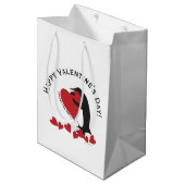 Prettig Valentijnsdag! Pinguïn en Rode Hart Medium Cadeauzakje (Voorkant Gekanteld)