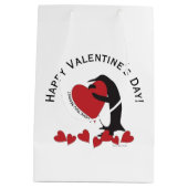 Prettig Valentijnsdag! Pinguïn en Rode Hart Medium Cadeauzakje (Achterkant)
