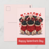 Prettig Valentijnsdag Pugs Briefkaart (Voorkant / Achterkant)