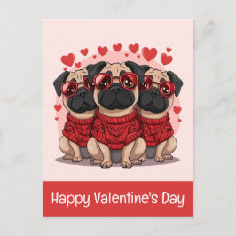 Prettig Valentijnsdag Pugs Briefkaart