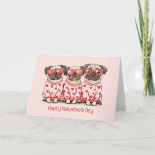Prettig Valentijnsdag Pugs Feestdagen Kaart