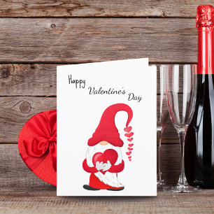 Prettig Valentijnsdag Rode Hart Gnome Feestdagen Kaart