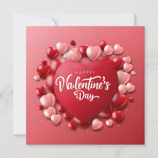 Prettig Valentijnsdag Rode Hart Liefde Feestdagenkaart (Voorkant)