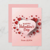 Prettig Valentijnsdag Rode Hart Liefde Feestdagenkaart (Voorkant / Achterkant)