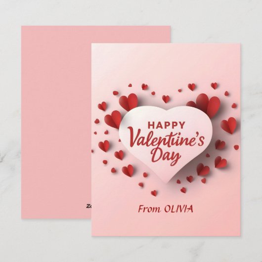 Prettig Valentijnsdag Rode Hart Liefde Feestdagenkaart (Voorkant / Achterkant)