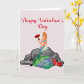 Prettig Valentijnsdag Romantieke Zeemeermin Kaart (Gele Bloem)