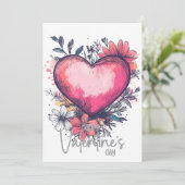 Prettig Valentijnsdag – Romantisch Hart & Tuin Kaart (Staand voorkant)