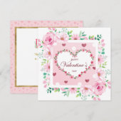 Prettig Valentijnsdag, Romantisch Roze Bloemhart Kaart (Voorkant / Achterkant)