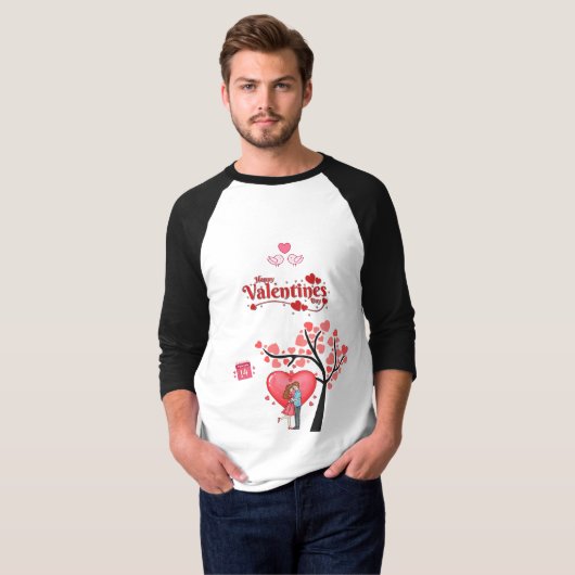 Prettig Valentijnsdag – romantisch stel  T-shirt (Voorkant volledig)