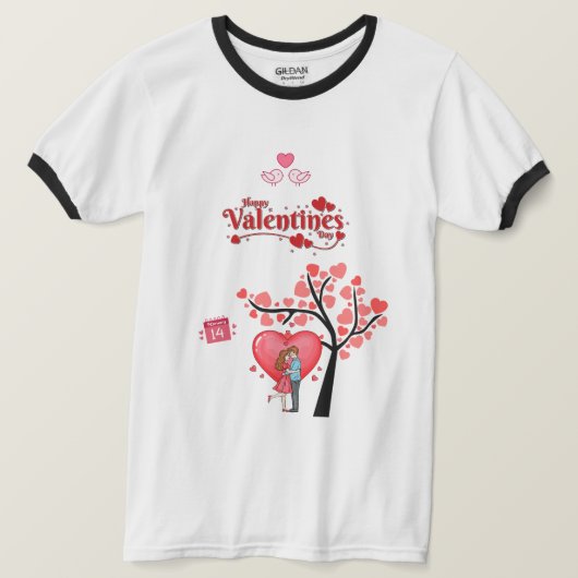 Prettig Valentijnsdag – romantisch stel  T-shirt (Design voorkant)