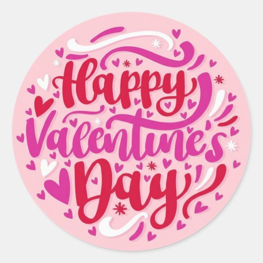 Prettig Valentijnsdag Ronde Sticker (Voorkant)