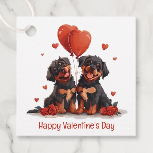 Prettig Valentijnsdag Rottweiler Honden Bedankjes Labels (Voorkant)