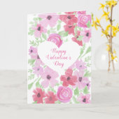 Prettig Valentijnsdag Roze Bloemen Kaart (Gele Bloem)