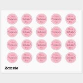 Prettig Valentijnsdag, Roze en Wit Ronde Sticker (Vel)