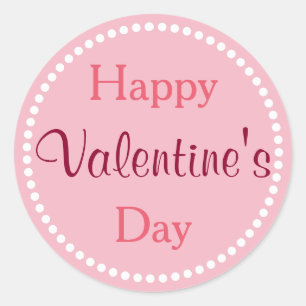 Prettig Valentijnsdag, Roze en Wit Ronde Sticker