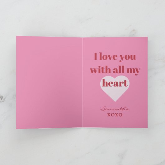 Prettig Valentijnsdag Roze Modern Hart Kaart (Binnen)