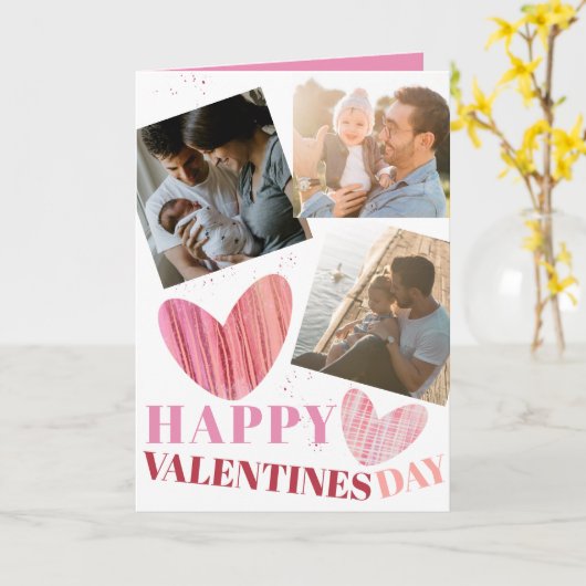 Prettig Valentijnsdag Roze Modern Hart Kaart (Gele Bloem)