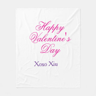 Prettig Valentijnsdag roze paars xoxo liefde naam Fleece Deken