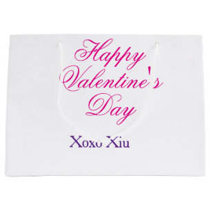 Prettig Valentijnsdag roze paars xoxo liefde naam  Groot Cadeauzakje