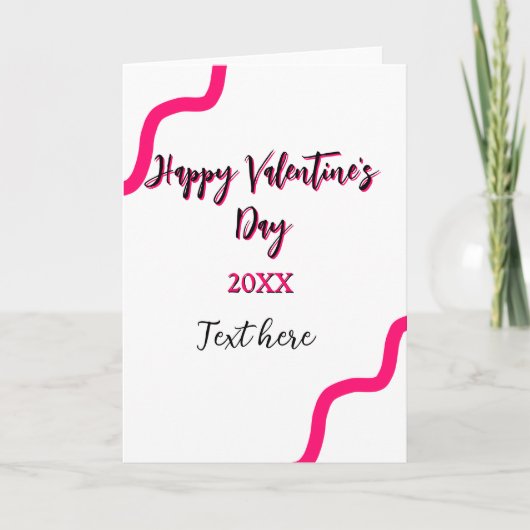 Prettig Valentijnsdag roze zwarte spiraal vet lett Kaart (Voorkant)