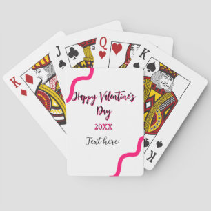 Prettig Valentijnsdag roze zwarte spiraal vet lett Pokerkaarten